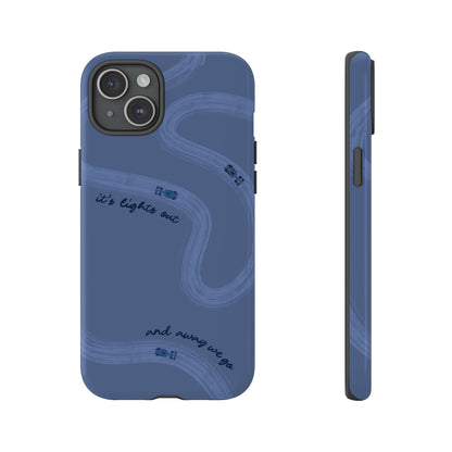 F1 Phone Case Monochrome Dark Blue Painted "its lights out and away we go", Trendy F1 Gift, Formula 1 Gift, Cute F1 Phone Case, Phone Case