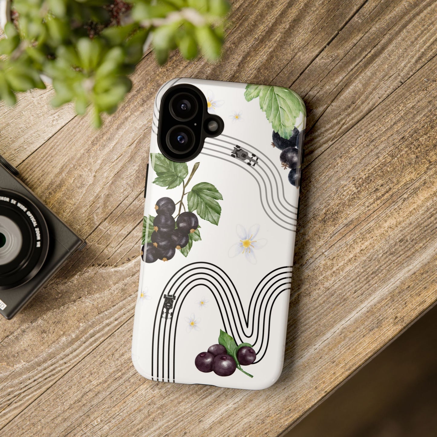 F1 Cadillac and Black Currants Phone Case, Trendy F1 Gift, Formula 1 Gift, Cute Fruit F1 Phone Case, Unique Phone Case