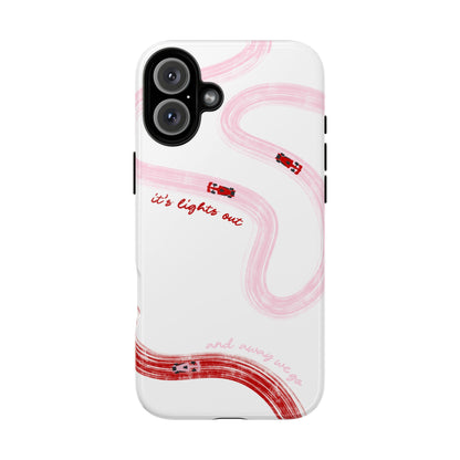 F1 Phone Case Pink and Red Painted "its lights out and away we go", Trendy F1 Gift, Formula 1 Gift, Cute F1 Phone Case, Unique Phone Case