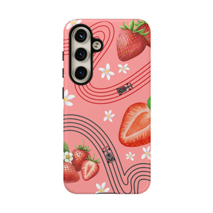 Red F1 Audi and Strawberries Phone Case, Trendy F1 Gift, Formula 1 Gift, Cute Fruit F1 Phone Case, Unique Phone Case