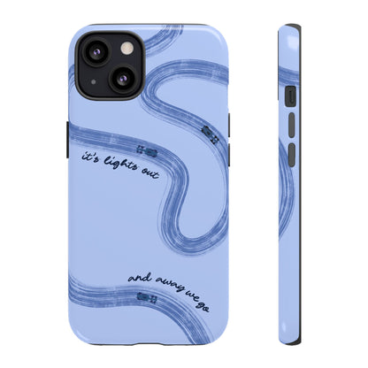 F1 Phone Case Monochrome Blue Painted "its lights out and away we go", Trendy F1 Gift, Formula 1 Gift, Cute F1 Phone Case, Phone Case