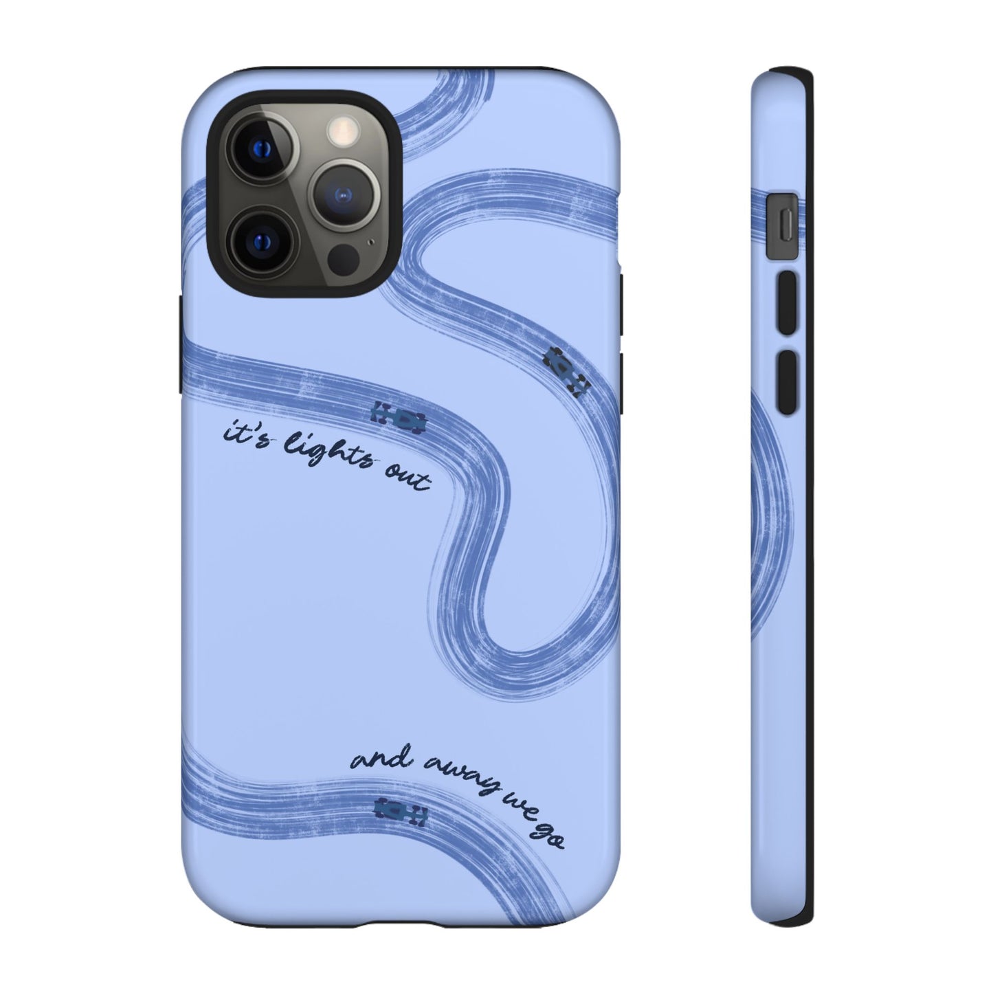 F1 Phone Case Monochrome Blue Painted "its lights out and away we go", Trendy F1 Gift, Formula 1 Gift, Cute F1 Phone Case, Phone Case