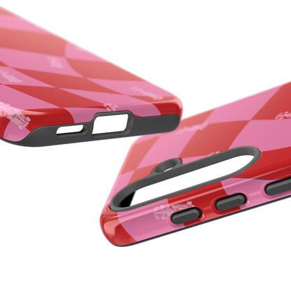F1 Phone Case Pink and Red Checkerboard Design, Trendy F1 Gift, Girly Formula 1 Gift, Cute F1 Phone Case, Unique Formula One Phone Case