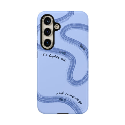 F1 Phone Case Monochrome Blue Painted "its lights out and away we go", Trendy F1 Gift, Formula 1 Gift, Cute F1 Phone Case, Phone Case