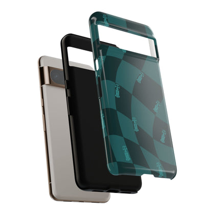 F1 Phone Case Teal Checkered Design, Trendy F1 Gift, Formula 1 Gift, Cute F1 Phone Case, Unique Formula One Phone Case