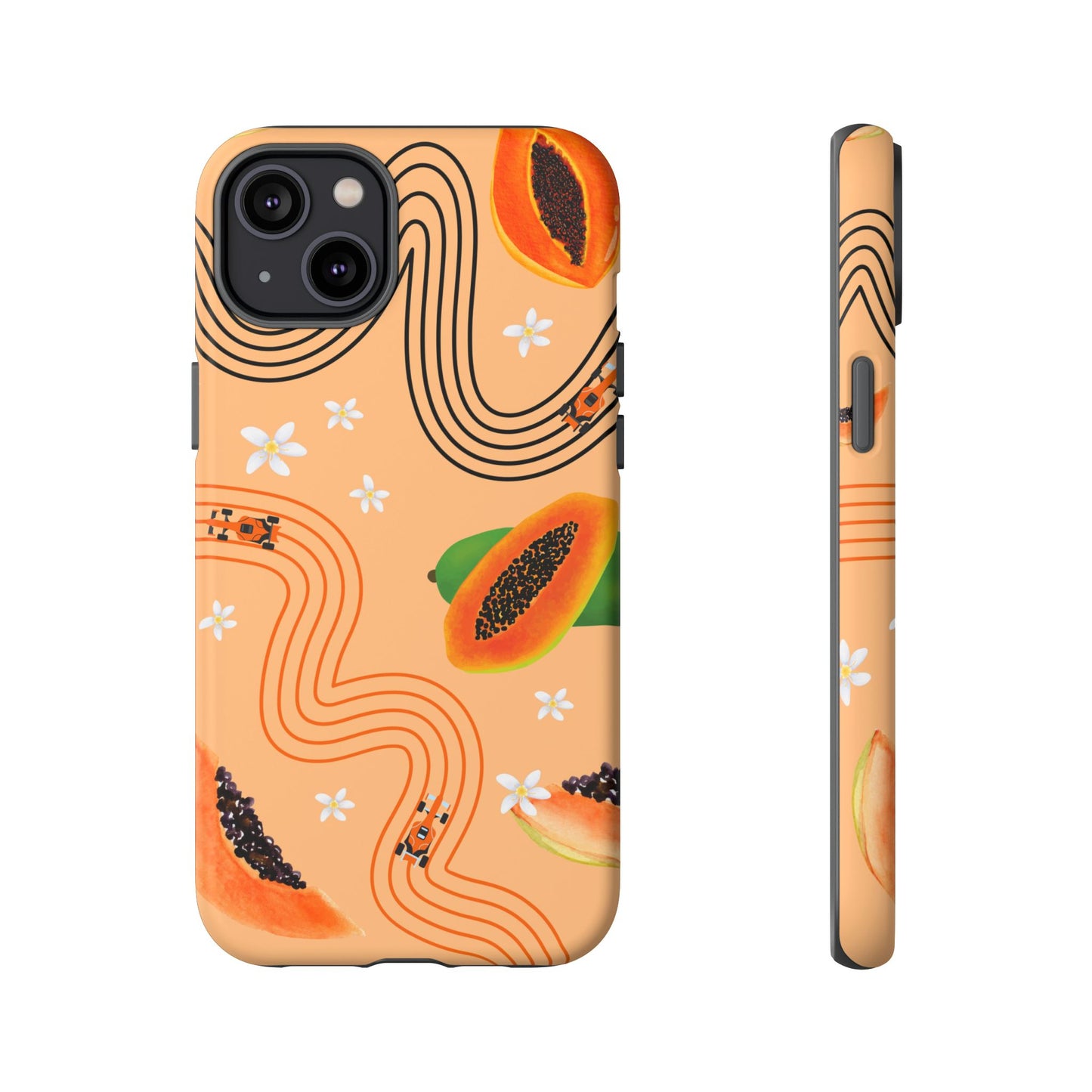 Orange F1 McLaren and Papaya Phone Case, Trendy F1 Gift, Formula 1 Gift, Cute Fruit F1 Phone Case, Unique Phone Case