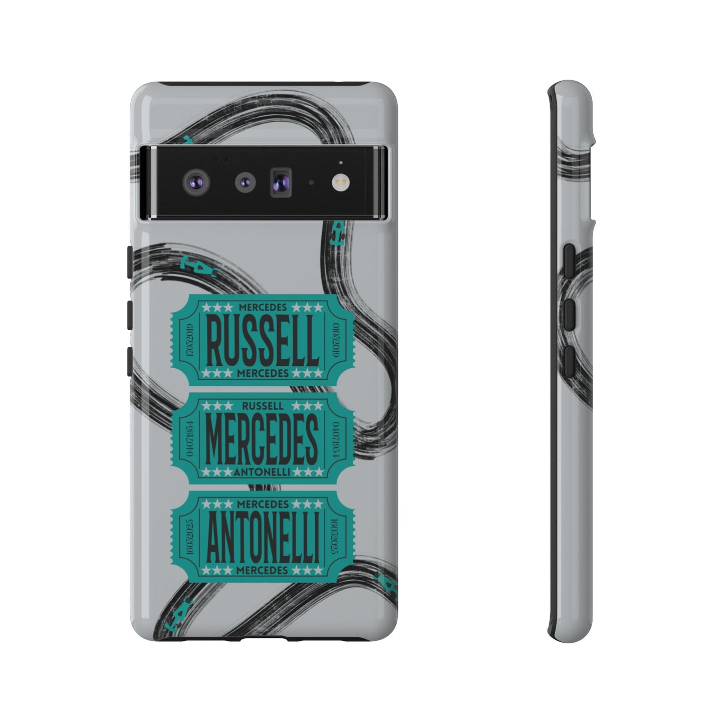 Mercedes F1 Phone Case Painted Ticket Stubs, Trendy F1 Gift, Formula 1 Gift, Cute F1 Phone Case