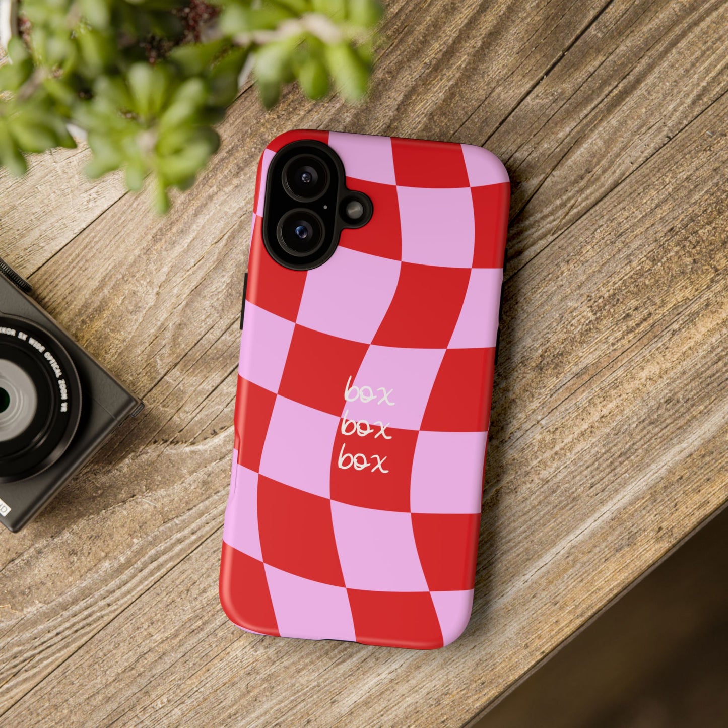 Pink and Red Checkered F1 Phone Case, Box Box Box F1 Phone Case