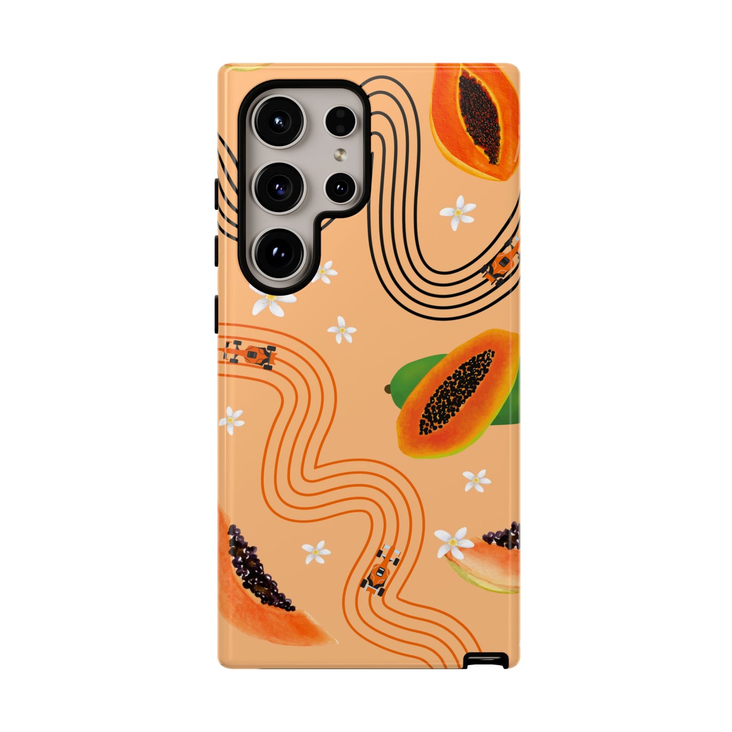 Orange F1 McLaren and Papaya Phone Case, Trendy F1 Gift, Formula 1 Gift, Cute Fruit F1 Phone Case, Unique Phone Case