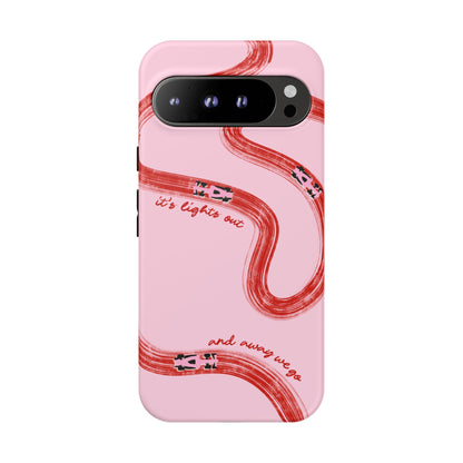 F1 Phone Case Pink and Red Painted "its lights out and away we go", Trendy F1 Gift, Formula 1 Gift, Cute F1 Phone Case, Unique Phone Case