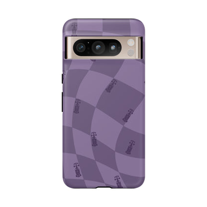 F1 Phone Case Purple Checkered Design, Trendy F1 Gift, Formula 1 Gift, Cute F1 Phone Case, Unique Formula One Phone Case