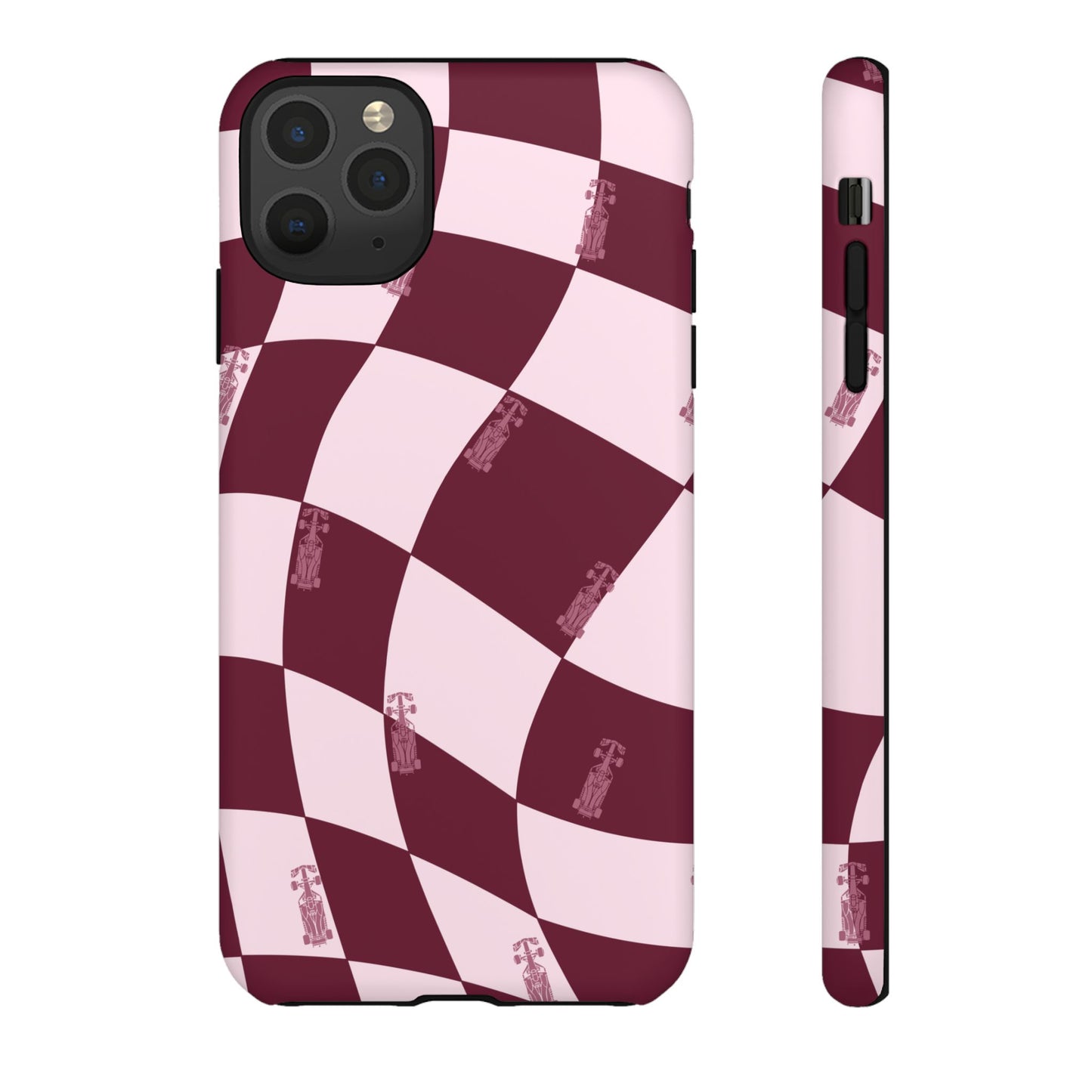 F1 Phone Case Pink Checkered Design, Trendy F1 Gift, Formula 1 Gift, Cute F1 Phone Case, Unique Formula One Phone Case