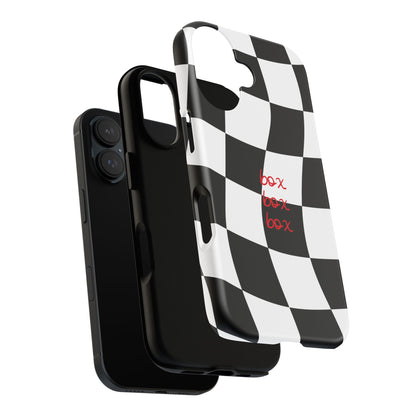 Black and Red Checkered F1 Phone Case, Box Box Box F1 Phone Case