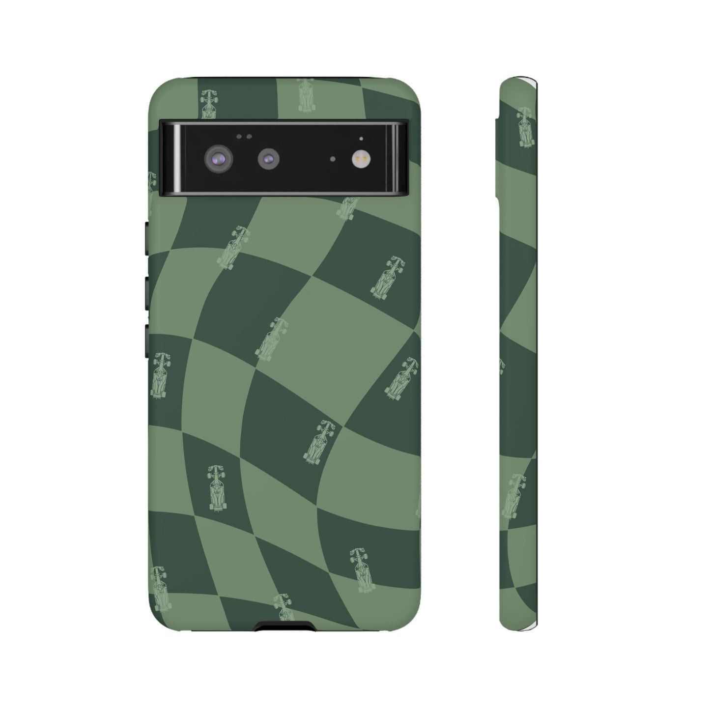 F1 Phone Case Green Checkerboard Design, Trendy F1 Gift, Formula 1 Gift, Cute F1 Phone Case, Unique Formula One Phone Case