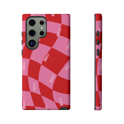 F1 Phone Case Pink and Red Checkerboard Design, Trendy F1 Gift, Girly Formula 1 Gift, Cute F1 Phone Case, Unique Formula One Phone Case