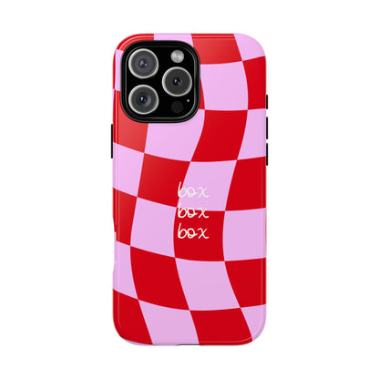 Pink and Red Checkered F1 Phone Case, Box Box Box F1 Phone Case
