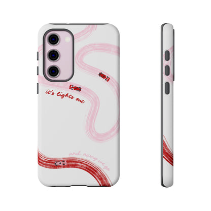 F1 Phone Case Pink and Red Painted "its lights out and away we go", Trendy F1 Gift, Formula 1 Gift, Cute F1 Phone Case, Unique Phone Case