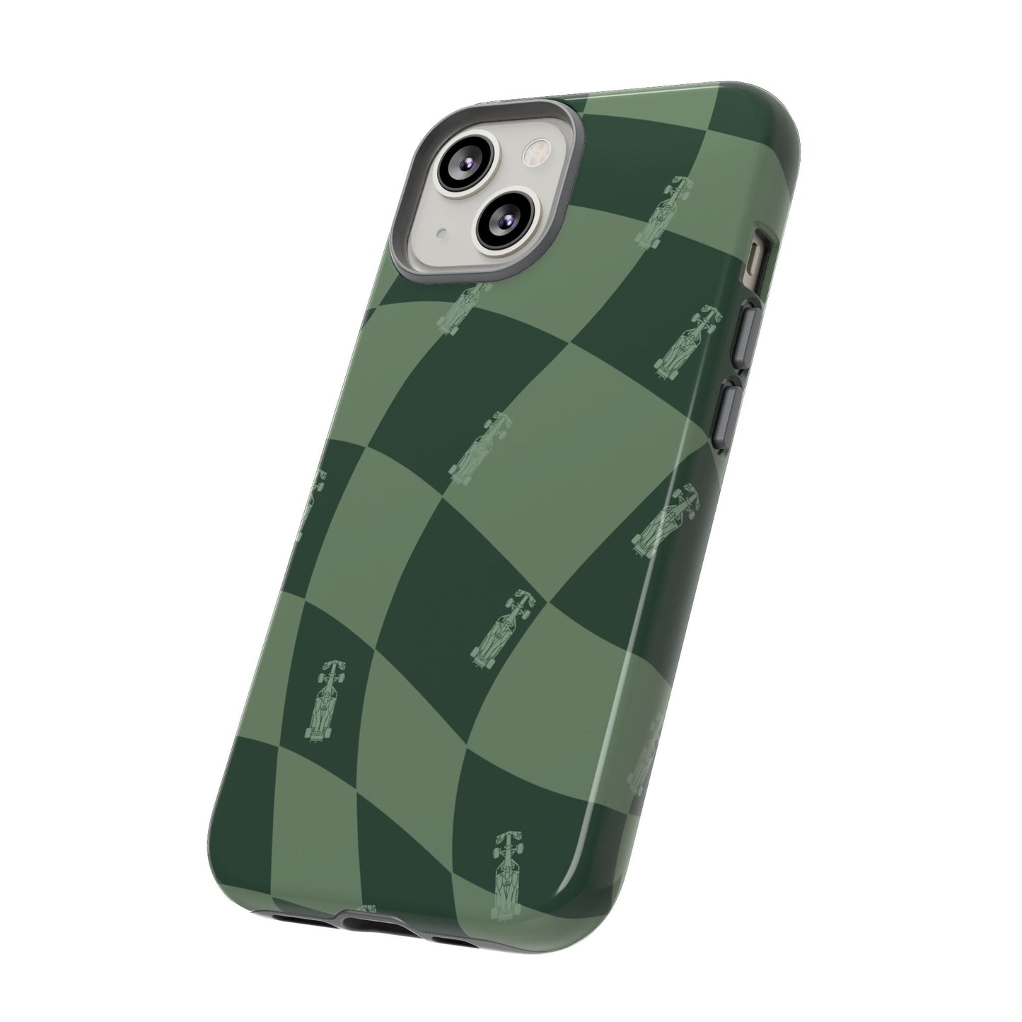 F1 Phone Case Green Checkerboard Design, Trendy F1 Gift, Formula 1 Gift, Cute F1 Phone Case, Unique Formula One Phone Case