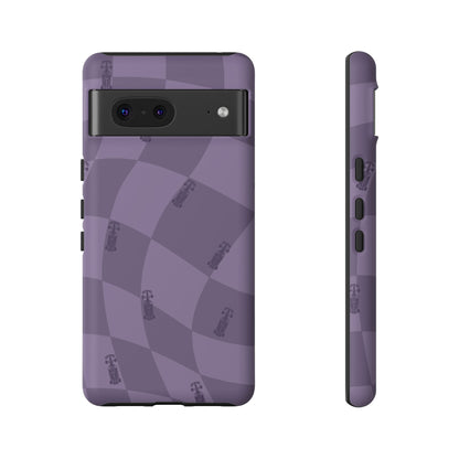 F1 Phone Case Purple Checkered Design, Trendy F1 Gift, Formula 1 Gift, Cute F1 Phone Case, Unique Formula One Phone Case