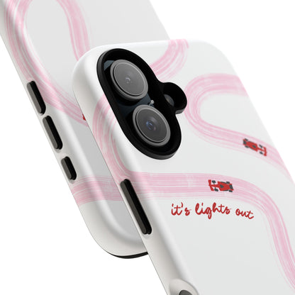 F1 Phone Case Pink and Red Painted "its lights out and away we go", Trendy F1 Gift, Formula 1 Gift, Cute F1 Phone Case, Unique Phone Case