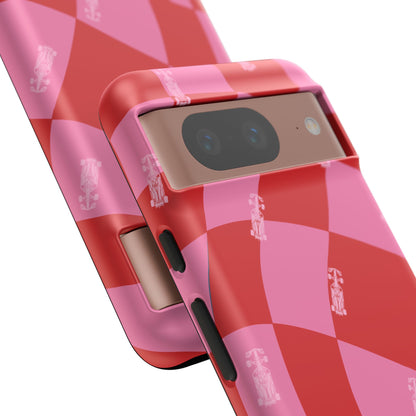 F1 Phone Case Pink and Red Checkerboard Design, Trendy F1 Gift, Girly Formula 1 Gift, Cute F1 Phone Case, Unique Formula One Phone Case