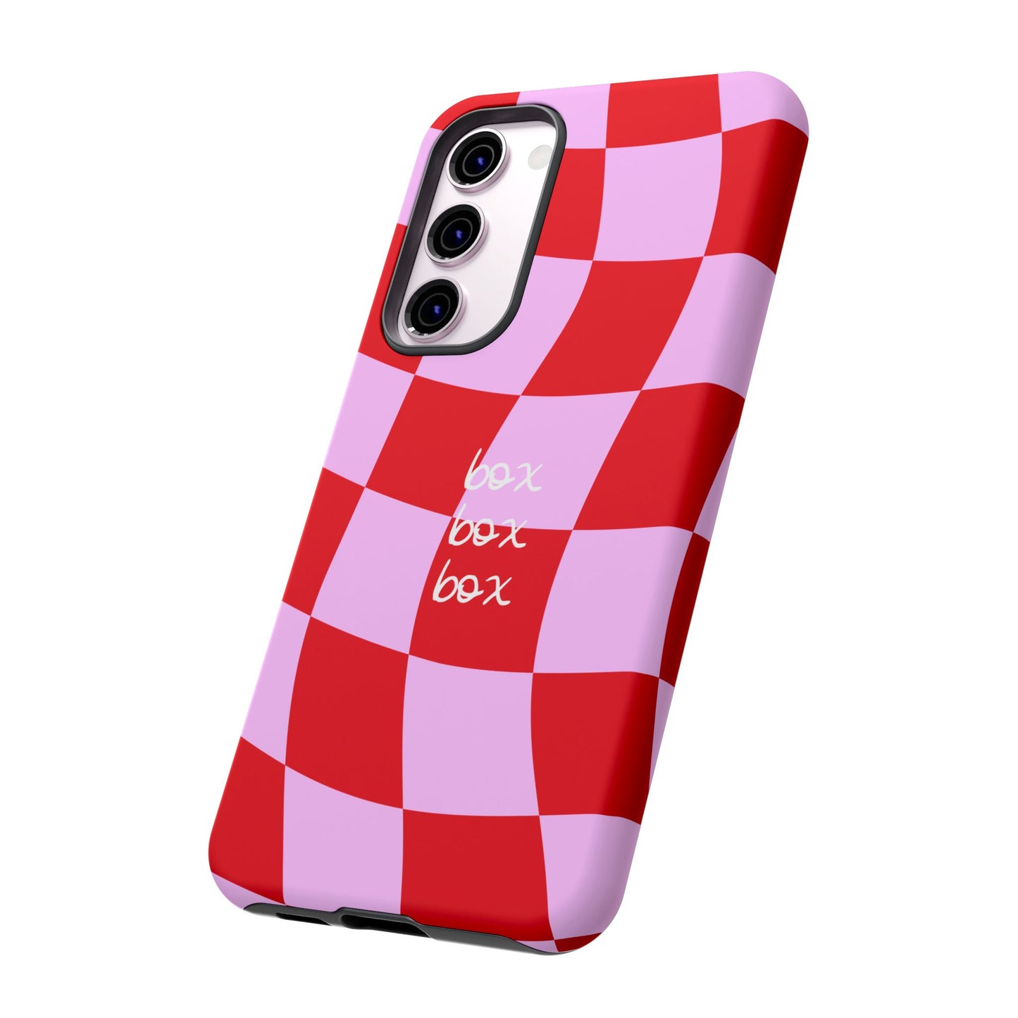 Pink and Red Checkered F1 Phone Case, Box Box Box F1 Phone Case
