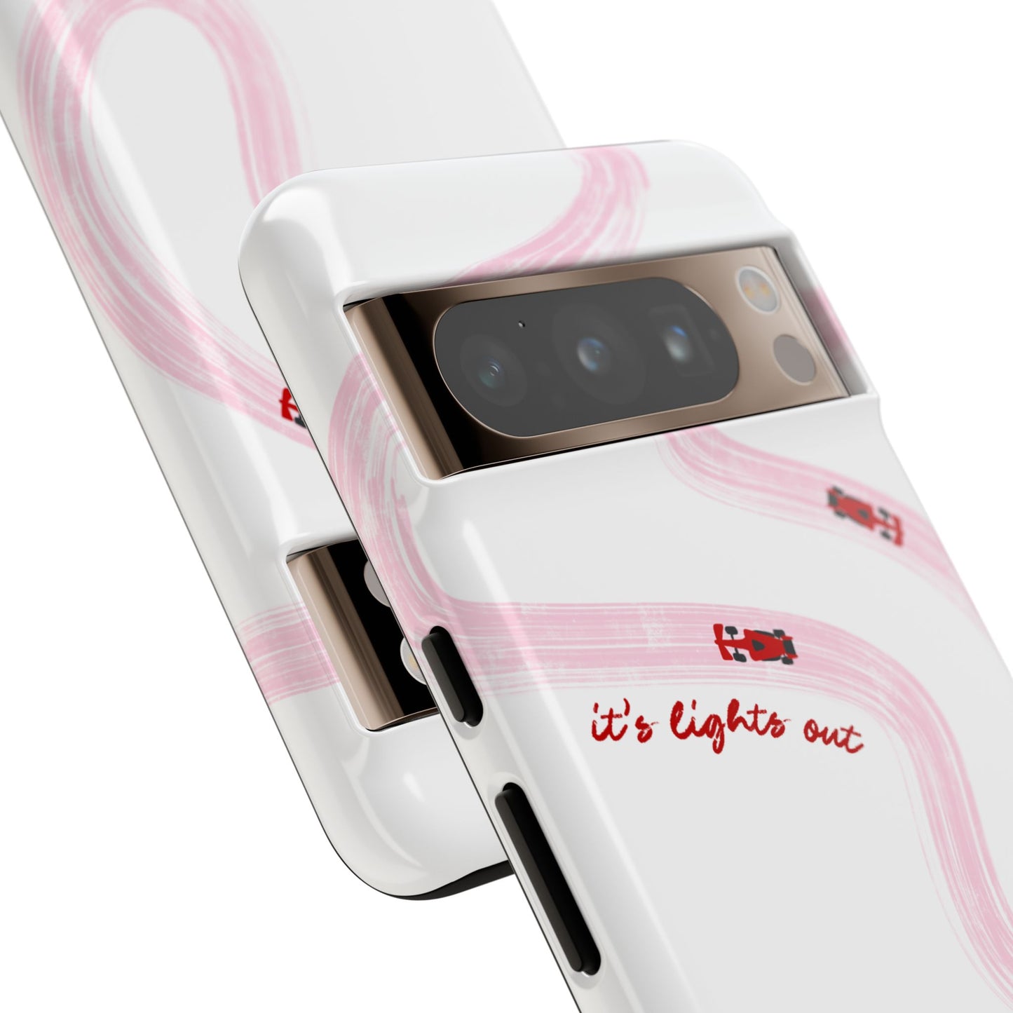 F1 Phone Case Pink and Red Painted "its lights out and away we go", Trendy F1 Gift, Formula 1 Gift, Cute F1 Phone Case, Unique Phone Case
