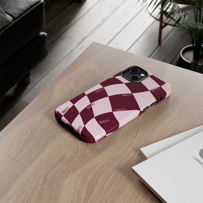 F1 Phone Case Pink Checkered Design, Trendy F1 Gift, Formula 1 Gift, Cute F1 Phone Case, Unique Formula One Phone Case