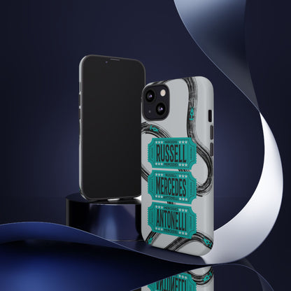 Mercedes F1 Phone Case Painted Ticket Stubs, Trendy F1 Gift, Formula 1 Gift, Cute F1 Phone Case
