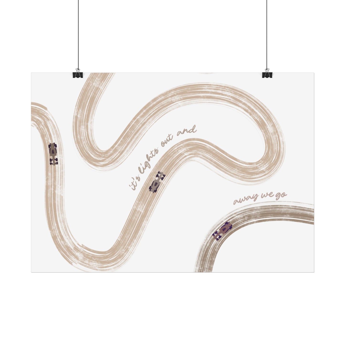 Horizontal Beige F1 Abstract Art Poster | Minimalist F1 Art - EU Sizing (Physical Print)