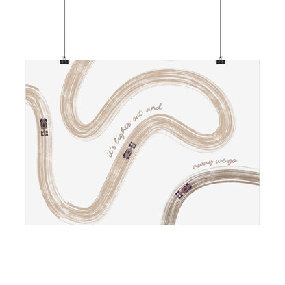 Horizontal Beige F1 Abstract Art Poster | Minimalist F1 Art - EU Sizing (Physical Print)
