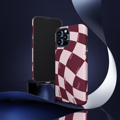 F1 Phone Case Pink Checkered Design, Trendy F1 Gift, Formula 1 Gift, Cute F1 Phone Case, Unique Formula One Phone Case