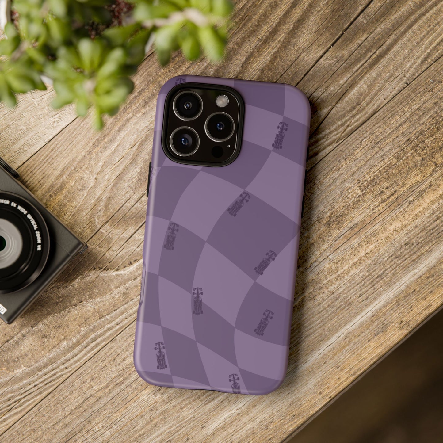 F1 Phone Case Purple Checkered Design, Trendy F1 Gift, Formula 1 Gift, Cute F1 Phone Case, Unique Formula One Phone Case