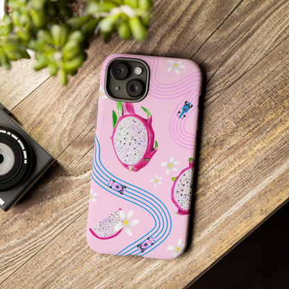 Pink F1 Alpine and Dragonfruit Phone Case, Trendy F1 Gift, Formula 1 Gift, Cute Fruit F1 Phone Case, Unique Phone Case