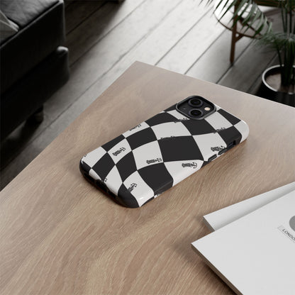 F1 Phone Case Black and White Checkered Design, Trendy F1 Gift, Formula 1 Gift, Cute F1 Phone Case, Unique Formula One Phone Case