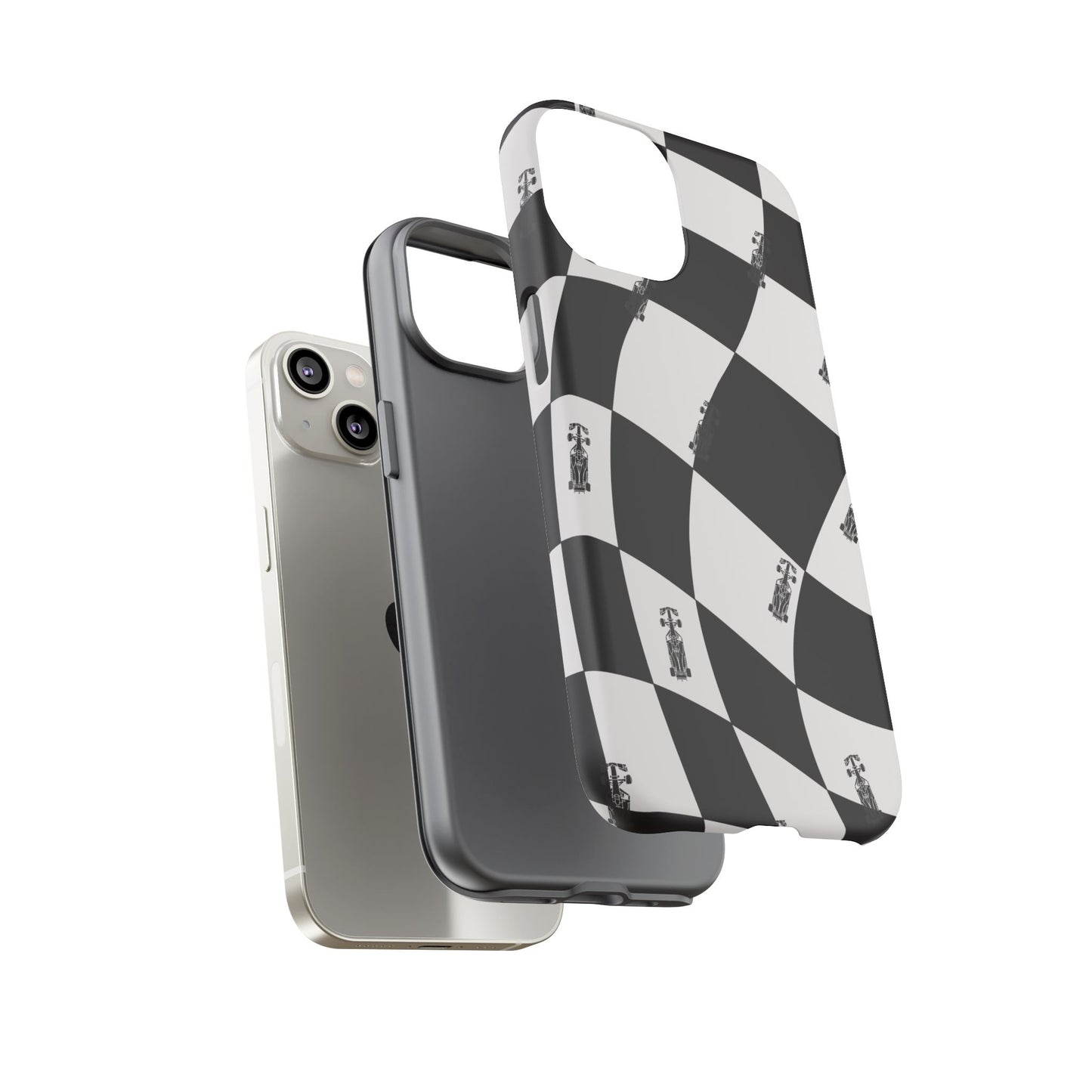 F1 Phone Case Black and White Checkered Design, Trendy F1 Gift, Formula 1 Gift, Cute F1 Phone Case, Unique Formula One Phone Case