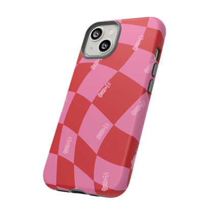 F1 Phone Case Pink and Red Checkerboard Design, Trendy F1 Gift, Girly Formula 1 Gift, Cute F1 Phone Case, Unique Formula One Phone Case
