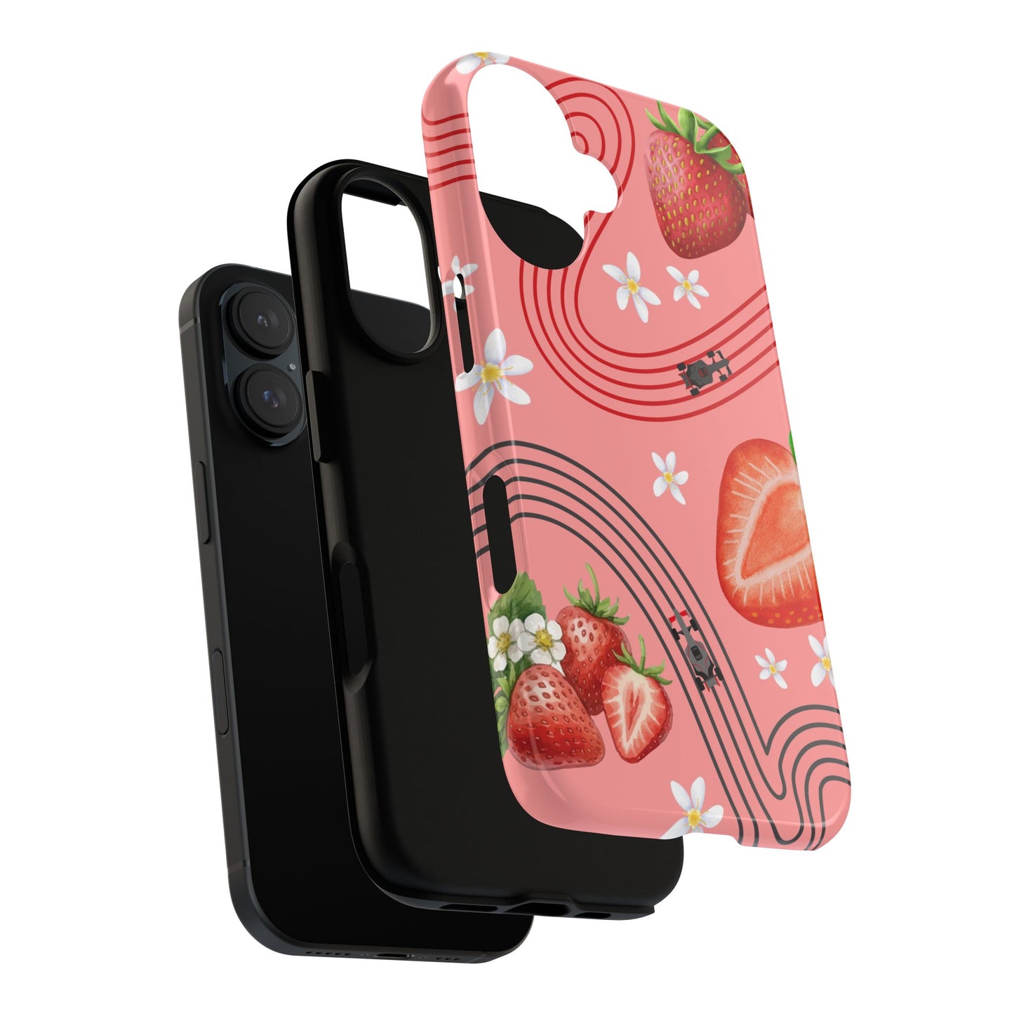 Red F1 Audi and Strawberries Phone Case, Trendy F1 Gift, Formula 1 Gift, Cute Fruit F1 Phone Case, Unique Phone Case