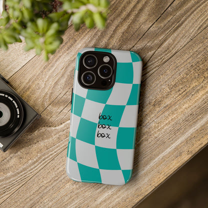 Mercedes Teal and Grey Checkered F1 Phone Case, Box Box Box F1 Phone Case