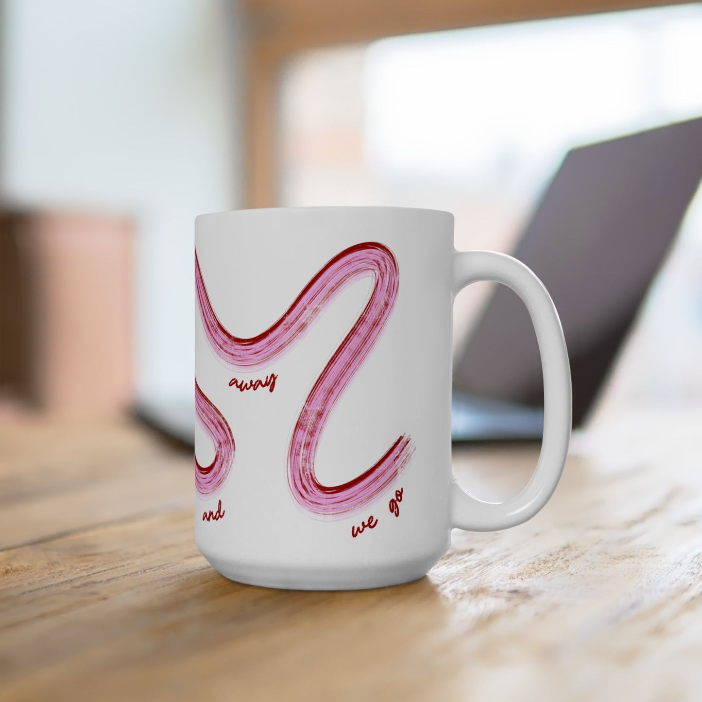 Pink and Red Painted It's Lights Out and Away We Go Mug, Unique Gift for Coffee Lovers, Whimsical Formula 1 Gift