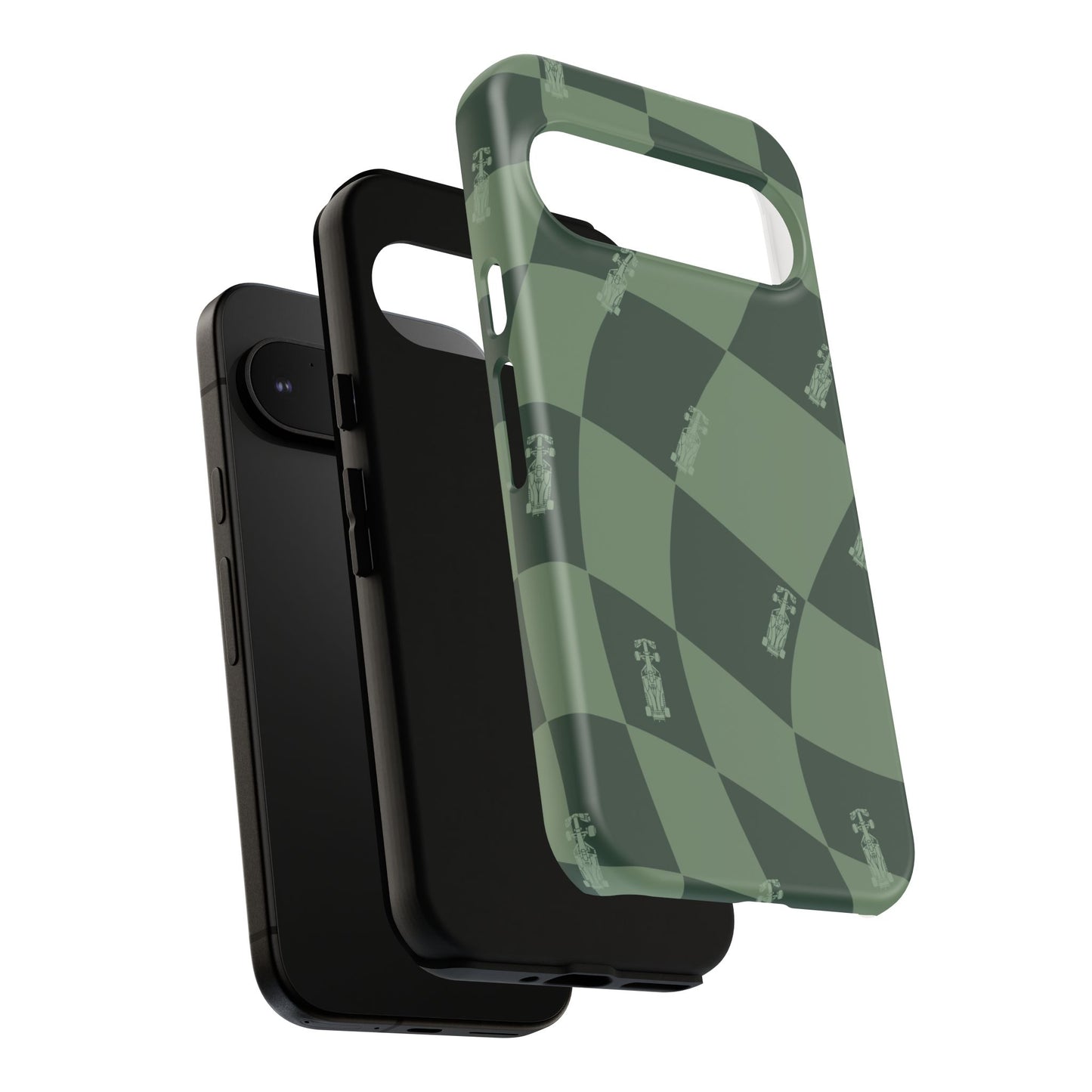 F1 Phone Case Green Checkerboard Design, Trendy F1 Gift, Formula 1 Gift, Cute F1 Phone Case, Unique Formula One Phone Case