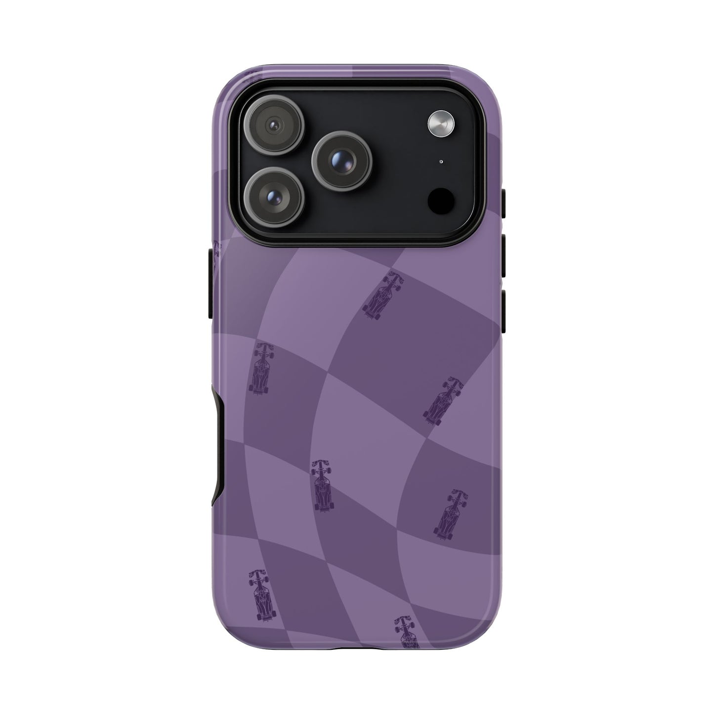 F1 Phone Case Purple Checkered Design, Trendy F1 Gift, Formula 1 Gift, Cute F1 Phone Case, Unique Formula One Phone Case