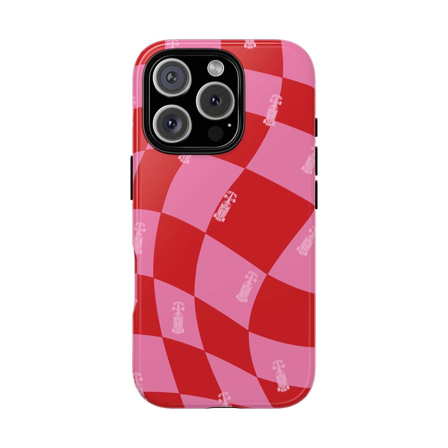 F1 Phone Case Pink and Red Checkerboard Design, Trendy F1 Gift, Girly Formula 1 Gift, Cute F1 Phone Case, Unique Formula One Phone Case