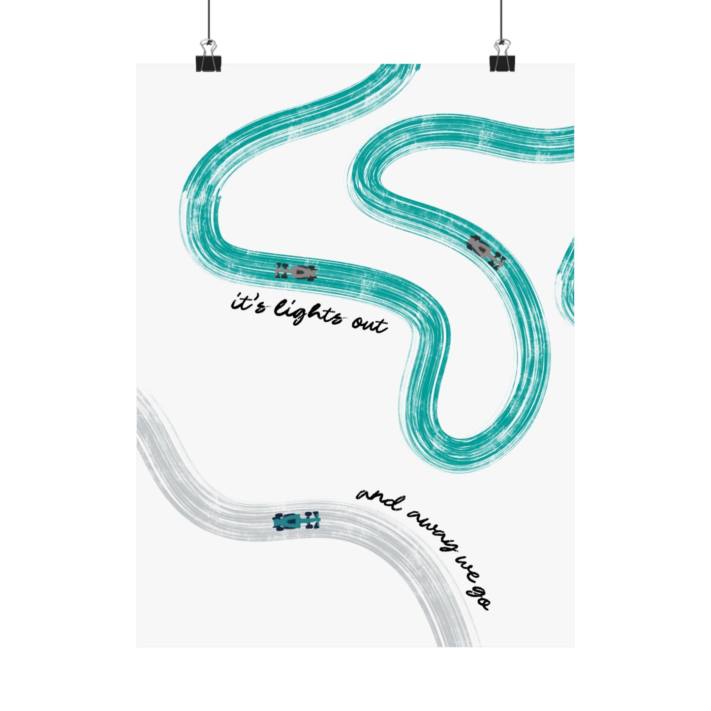 Mercedes Teal and Silver F1 Matte Vertical Poster | F1 Giclée Art Print (US SIZING)
