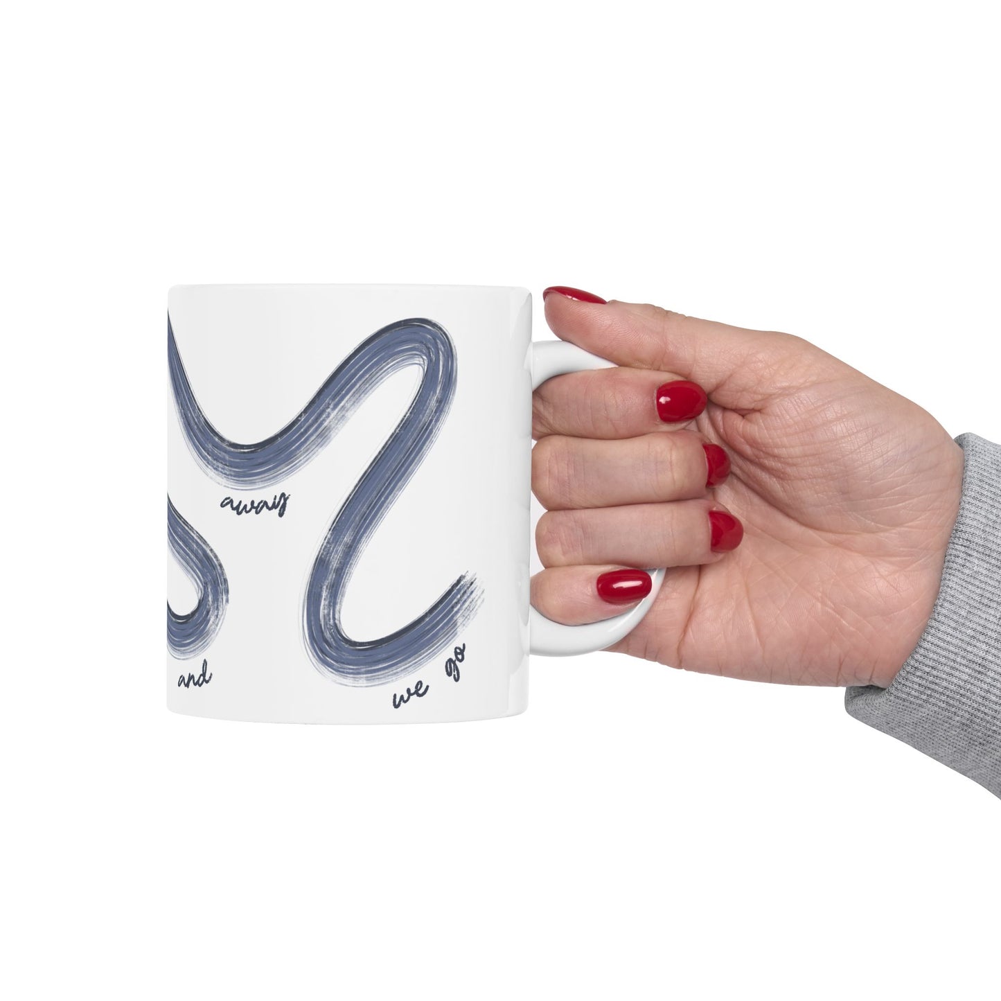 Blue F1 Painted It's Lights Out and Away We Go Mug, Unique Gift for Coffee Lovers, Whimsical Formula 1 Gift