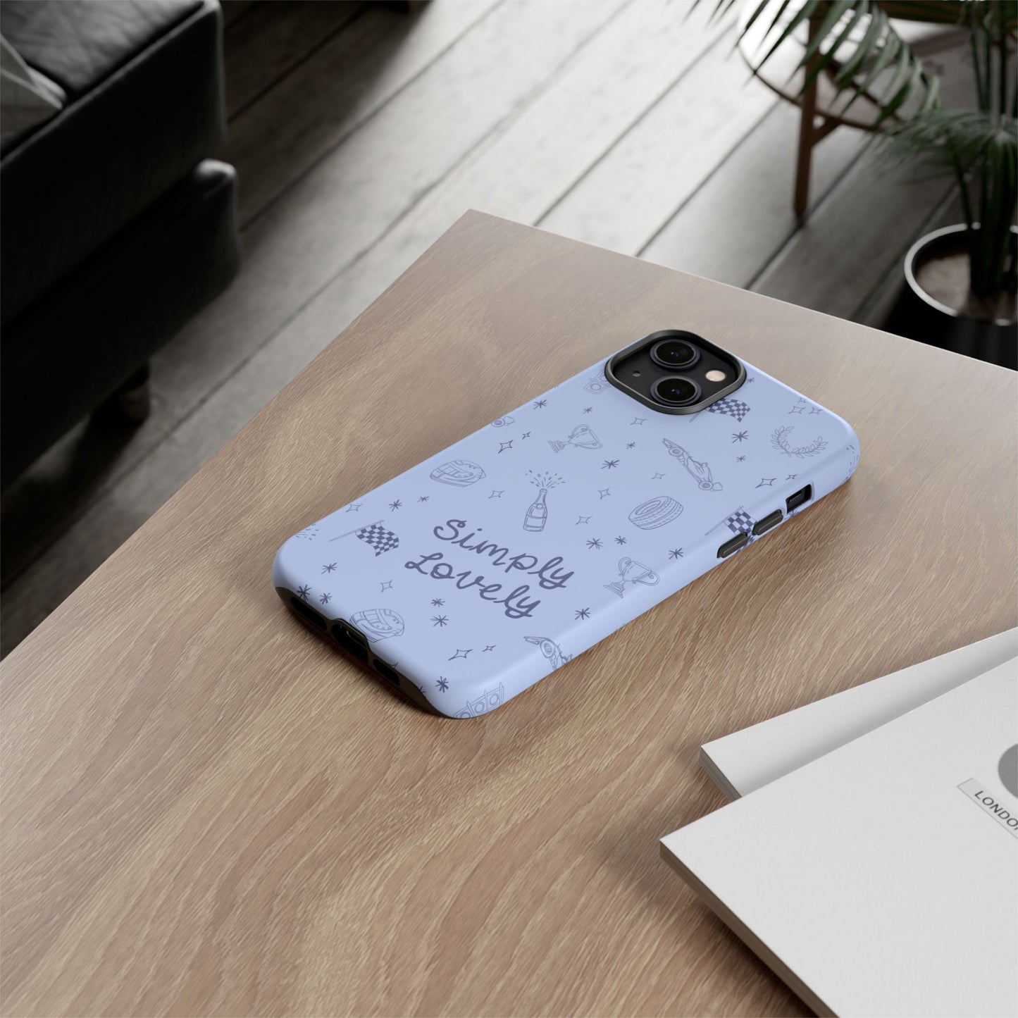 Blue Doodle "Simply Lovely" F1 Phone Case Design