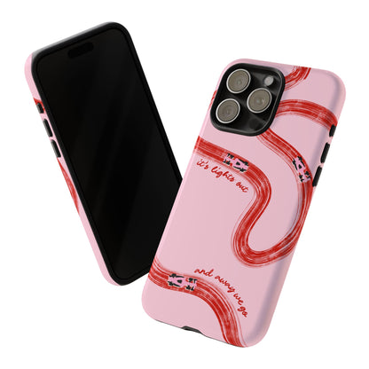 F1 Phone Case Pink and Red Painted "its lights out and away we go", Trendy F1 Gift, Formula 1 Gift, Cute F1 Phone Case, Unique Phone Case
