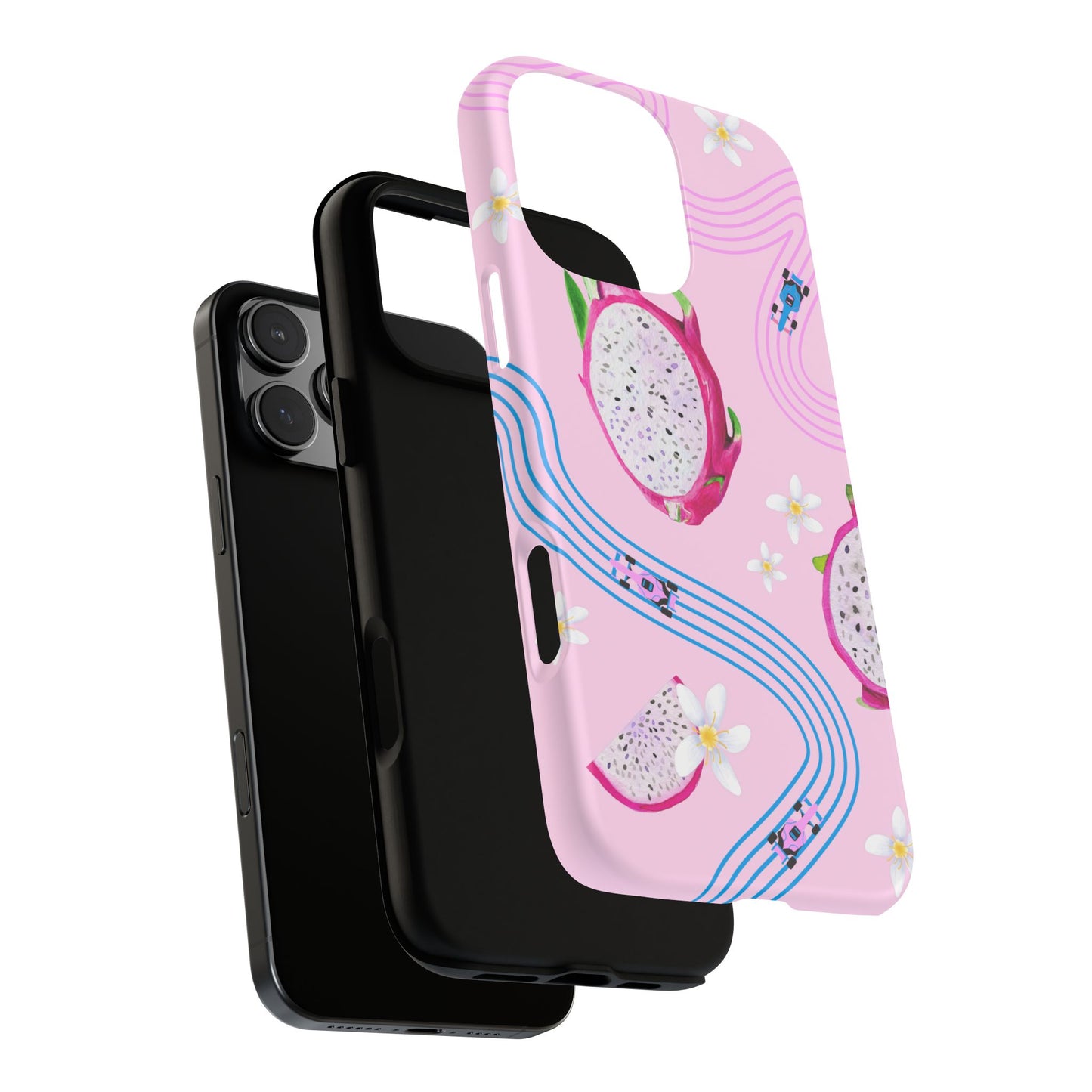 Pink F1 Alpine and Dragonfruit Phone Case, Trendy F1 Gift, Formula 1 Gift, Cute Fruit F1 Phone Case, Unique Phone Case