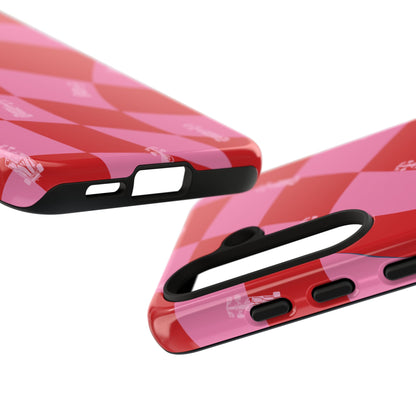 F1 Phone Case Pink and Red Checkerboard Design, Trendy F1 Gift, Girly Formula 1 Gift, Cute F1 Phone Case, Unique Formula One Phone Case