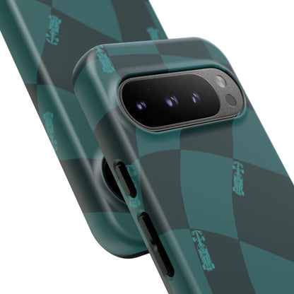 F1 Phone Case Teal Checkered Design, Trendy F1 Gift, Formula 1 Gift, Cute F1 Phone Case, Unique Formula One Phone Case